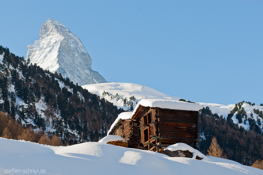 snow
 cottage
 Matterhorn
 Switzerland
 Wallis
 winter
