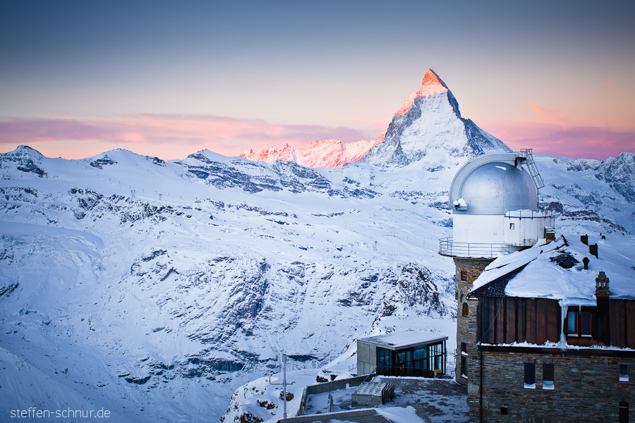 sunrise
 Gornergrat
 Gornergrat Hotel
 Matterhorn
 snow landscape
 Switzerland
 Wallis
