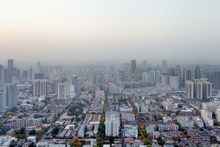 Fernblick Panoramasicht Tianjin China Dächer Großstadt erhöhte Sicht