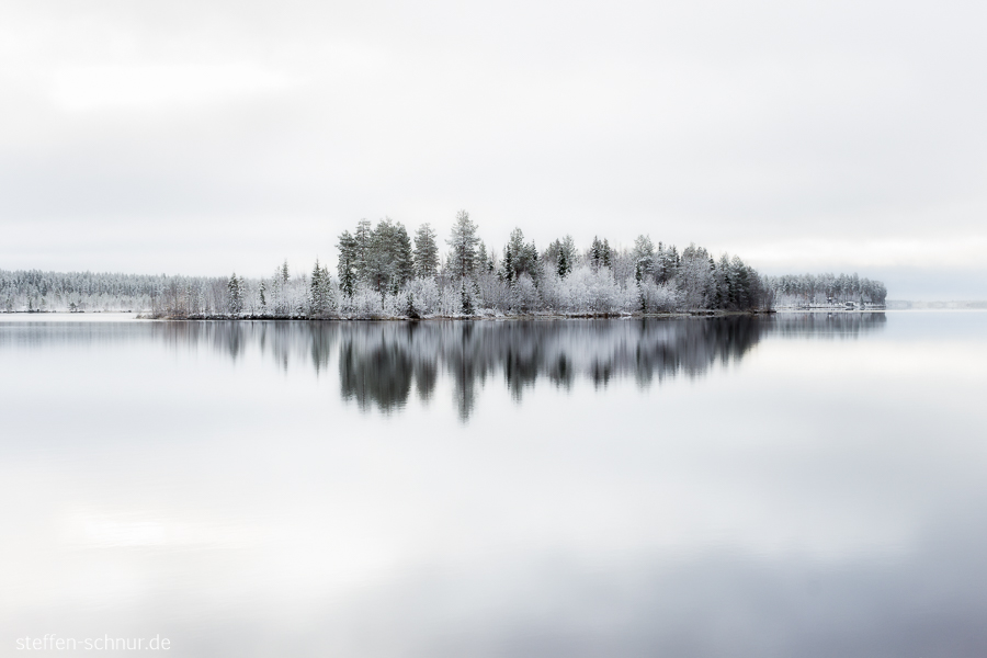 Finnland Insel Reflexion See Wald Winter