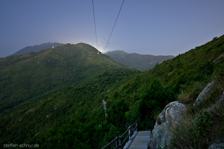 Ngong Ping 360 Seilbahn Berge Lantau Island Hongkong China Langzeitbelichtung