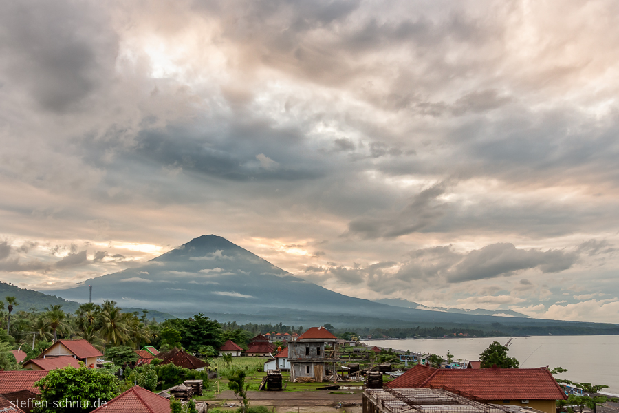 Vulkan Agung Bali Amed Indonesien Dorf Häuser