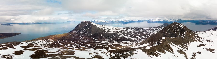 Berge Fernsicht Fjord Norwegen Panorama Wolkendecke