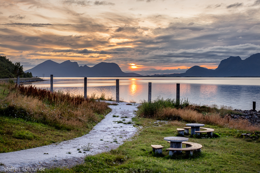 Sonnenuntergang Nordland Polarkreis Norwegen Rastplatz