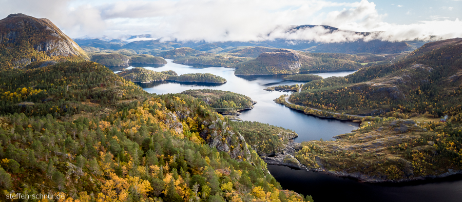 Berge Trøndelag Herbst Luftaufnahme Norwegen Panorama Seen