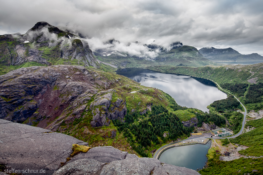 Berge Fischzucht Lofoten Natur Norwegen See Strasse