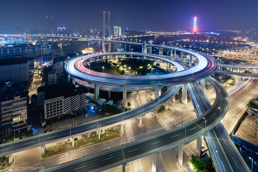 Autobahn Shanghai China Huangpu Fluss Nanpu Bridge Verkehr