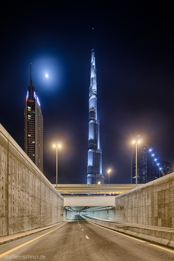 moon
 architecture
 Burj Khalifa
 Dubai
 street
 tube
 UAE
