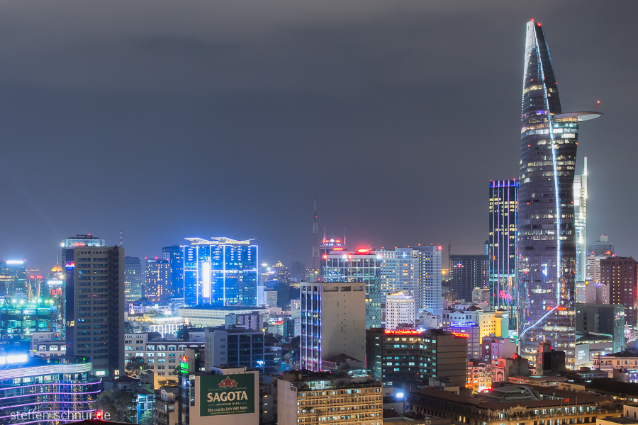 Bitexco Financial Tower Skyline Ho Chi Minh Stadt Saigon Vietnam Nacht