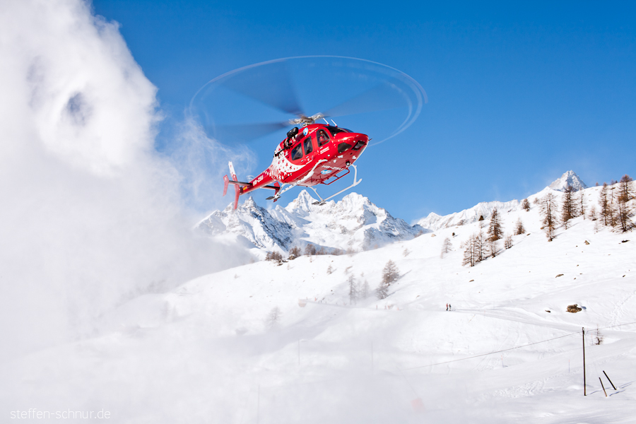 Schnee Berge Air Zermatt Alpen Bergrettung Einsatz Helikopter