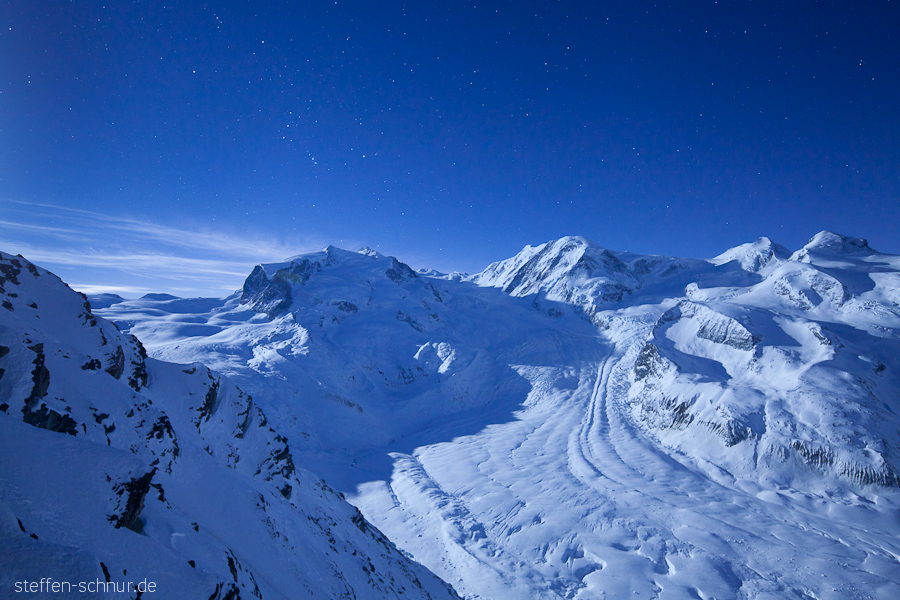Schnee Gletscher Schneelandschaft Schweiz Sternenhimmel Winter