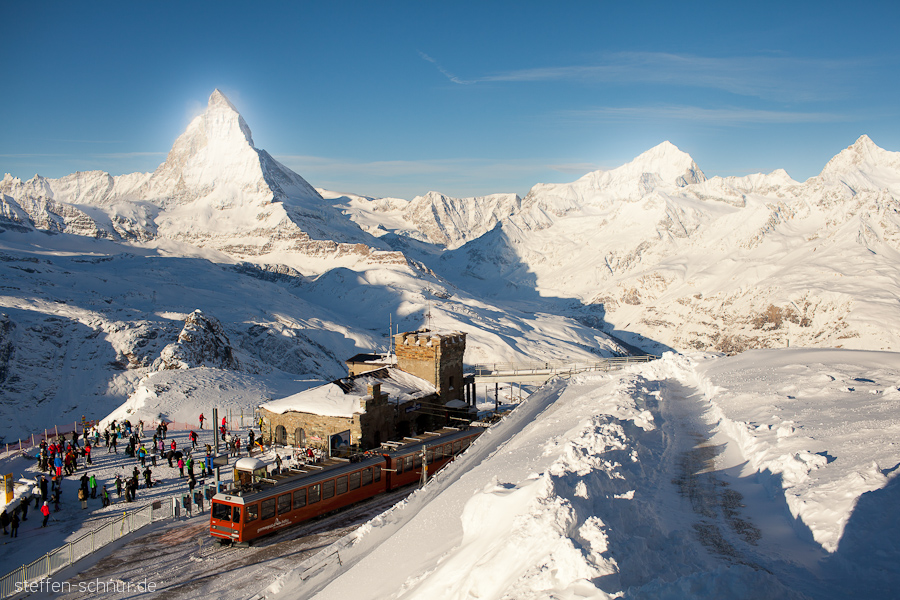 Gornergrat Gornergratbahn Matterhorn Schweiz Station Wallis Winter