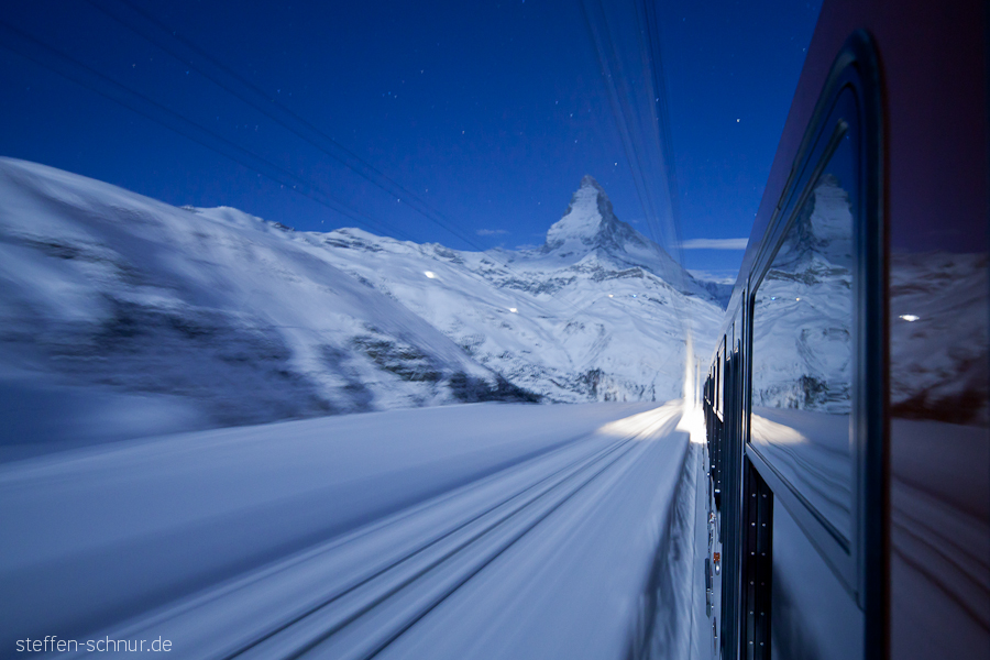 Gornergratbahn Matterhorn Schweiz Spiegelung Wallis Winter schnell