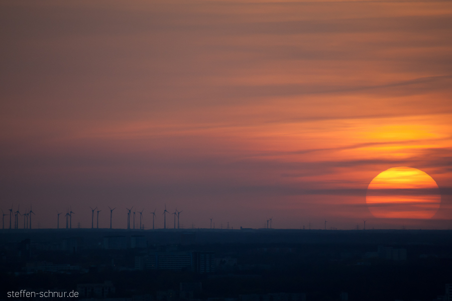 Sonnenuntergang Windkraft Berlin Deutschland Sonne