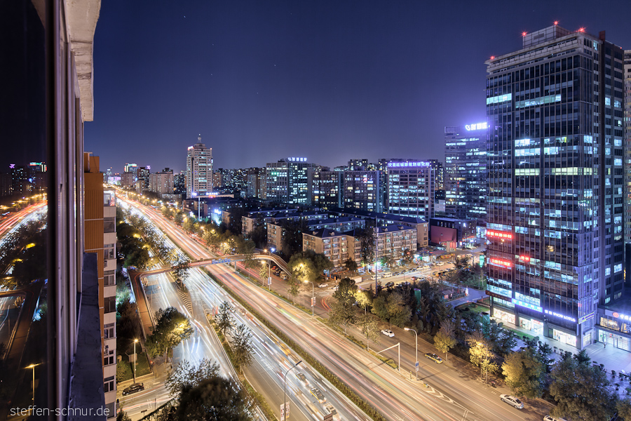 Autos Peking China Langzeitbelichtung Lichtspuren Nacht Nachtaufnahme