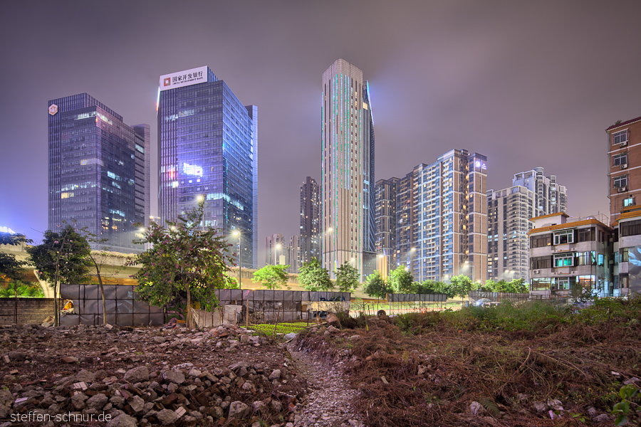 Guangzhou China Abriss Abrissgebiet Acker Baum Gentrifizierung