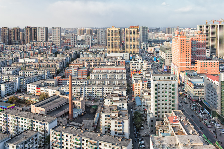 city skyline
 cars
 panoramic view
 Shenyang
 China
 narrowness
 metropolis
