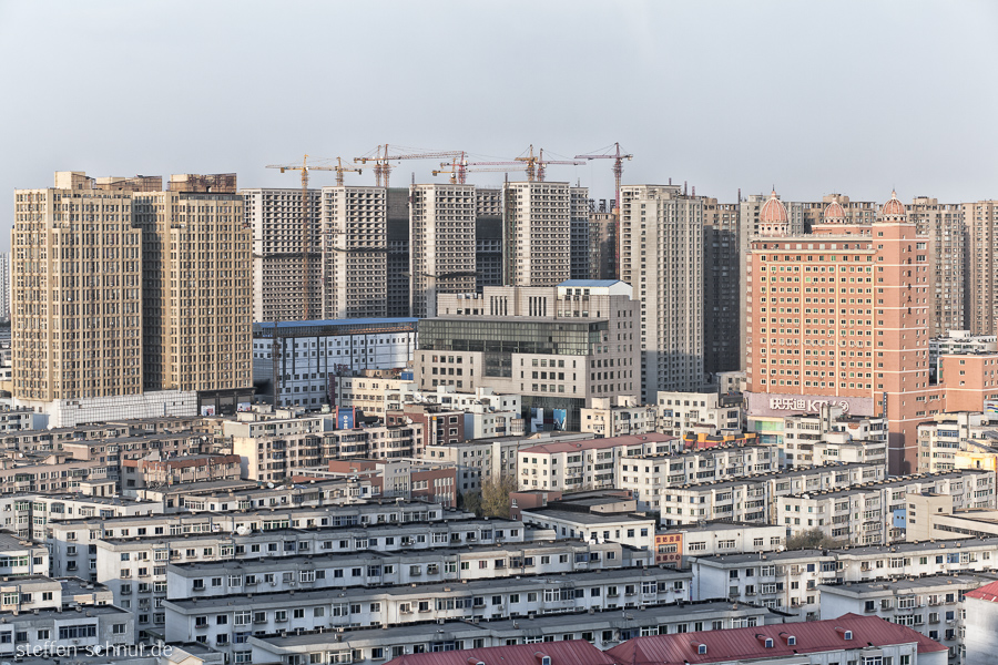 Shenyang China Baustellen Enge Großstadt Krane Rohbau