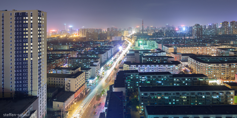 city skyline
 cars
 panoramic view
 Shenyang
 China
 metropolis
 high rise
