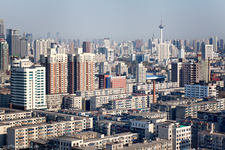 Fernsehturm Skyline Panoramasicht Übersicht Shenyang China Großstadt