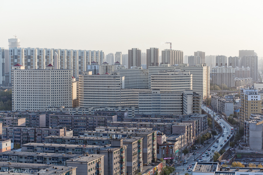 Autos Panoramasicht Shenyang China Enge Hochhäuser Häusermeer