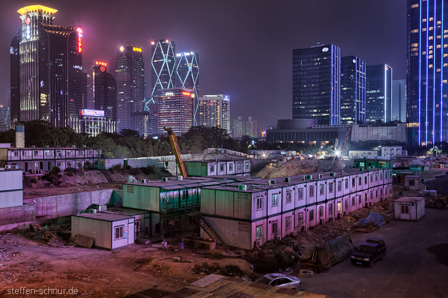 Autos Shenzhen China Baucontainer Baugebiet Baustelle Hochhäuser