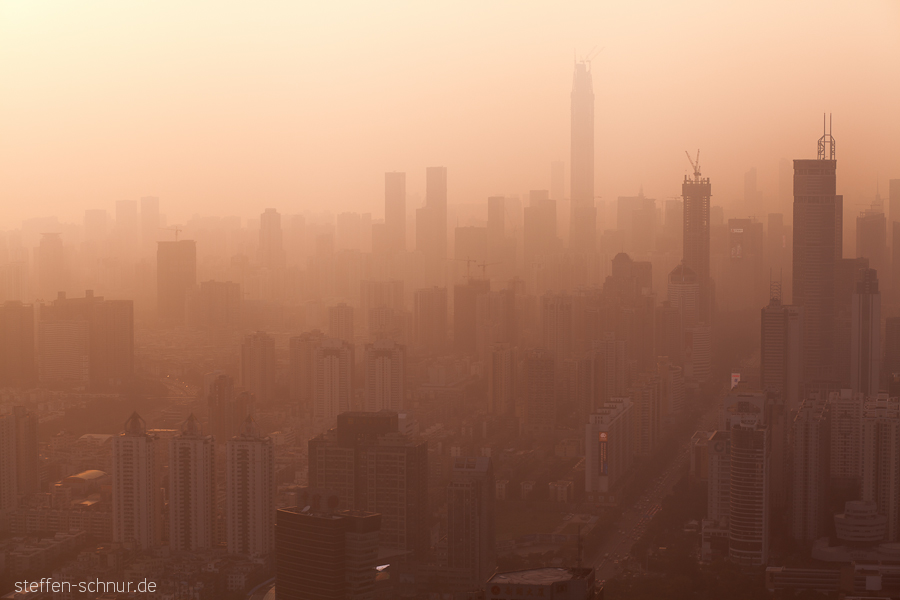 city skyline
 smog
 sunset
 pollution
 Shenzhen
 China
 construction sites

