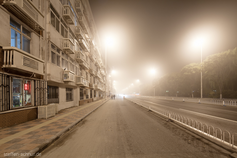 Lampen Smog Umweltverschmutzung Tianjin China Kiosk Nebel