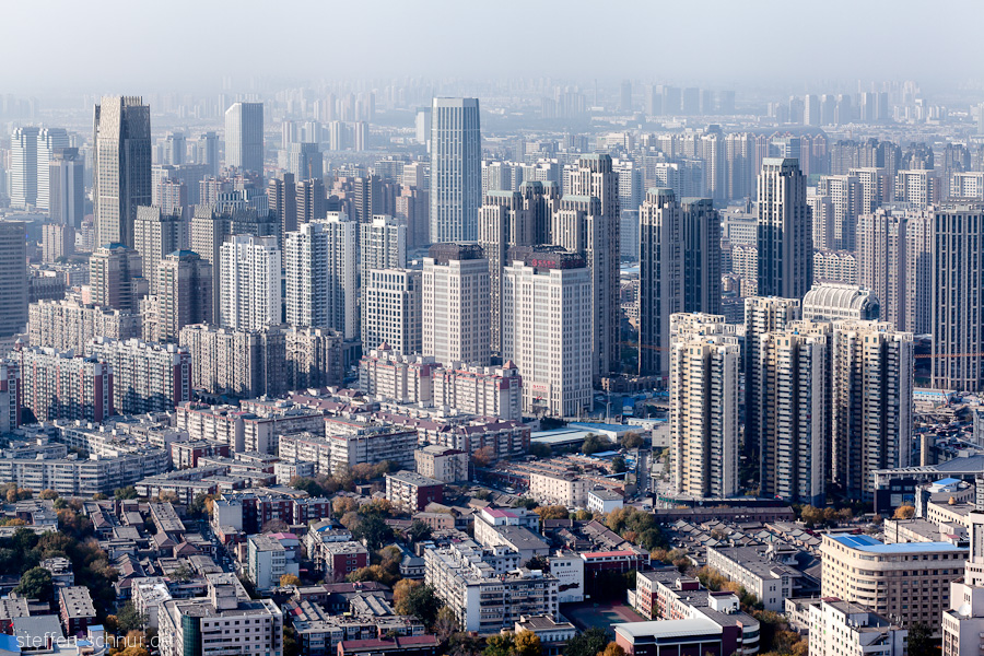 Panoramasicht Übersicht Tianjin China Großstadt Hochhäuser Häuser