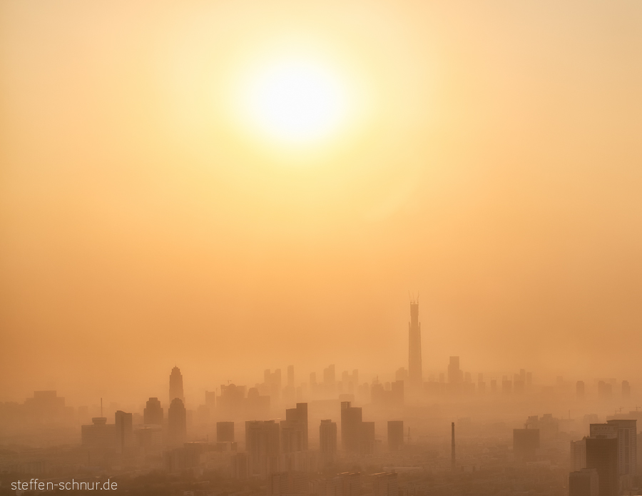 Panoramasicht Smog Umweltverschmutzung Tianjin China Großstadt Hochhäuser