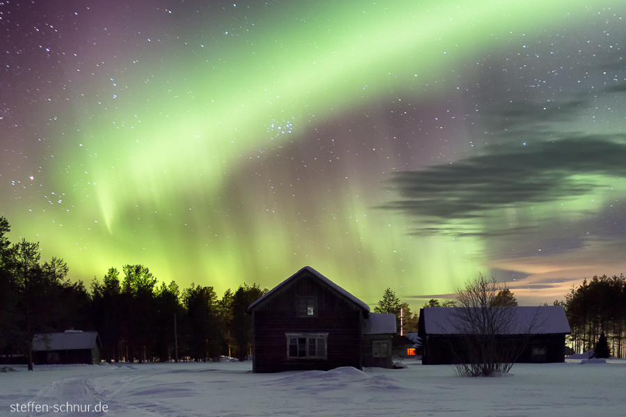 Nordlichter Polarkreis Lappland Finnland Dorf