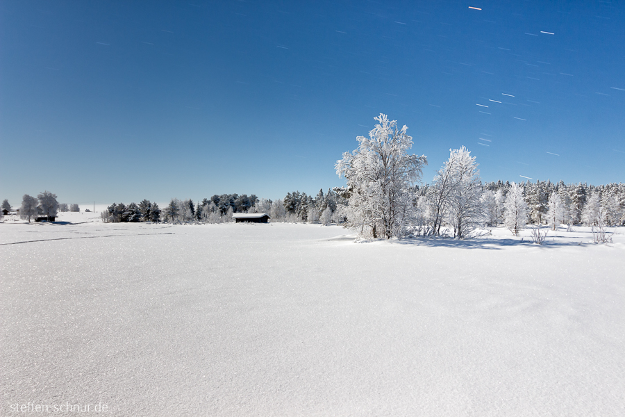 Lappland Finnland Bäume Hütte Sterne Winter