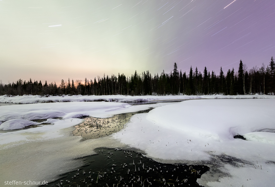 Eis Polarkreis Lappland Finnland Langzeitbelichtung Nacht