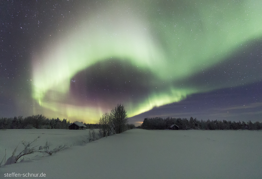 Aurora borealis Nordlichter Schnee Lappland Finnland Nacht Winter