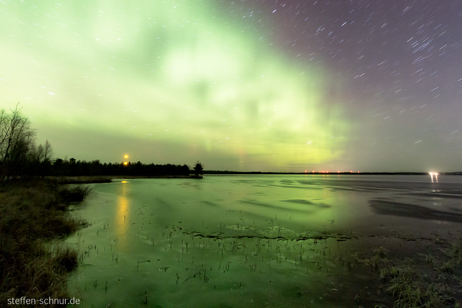 Nordlichter Lappland Finnland Lichter Nacht Reflexion Sterne