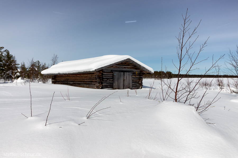 Schnee Lappland Finnland Hütte Winter
