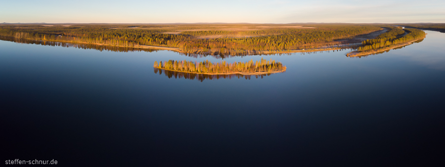 Lappland Finnland Insel Panorama See Wald