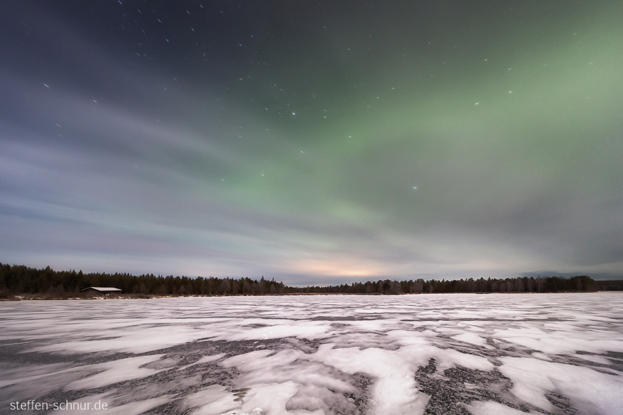 Lapland
 Finland
 cottage
 night
 lake
 winter
