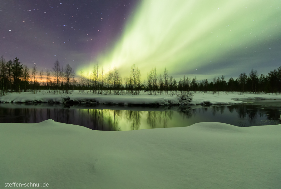 aurora borealis
 Polar Circle
 Lapland
 Finland
 river
 landscape
 reflection
