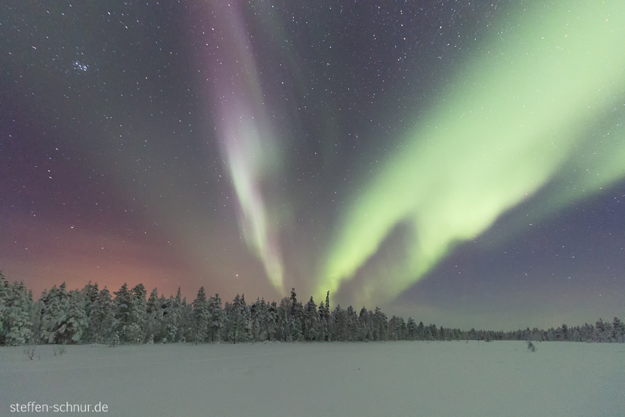Nordlichter Lappland Finnland Landschaft Nacht Sterne