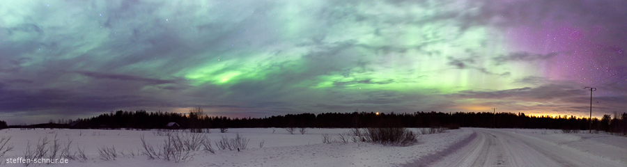 Nordlichter Aurora borealis Schnee Polarkreis Lappland Finnland Landschaft