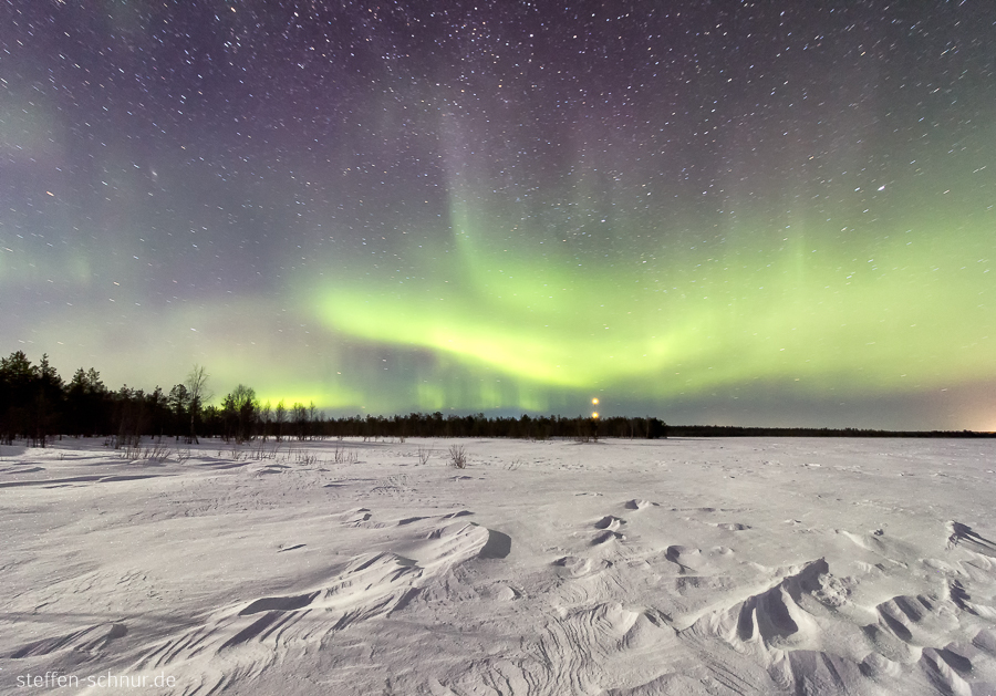 Polarkreis Lappland Finnland Nacht Nordlicht Winter