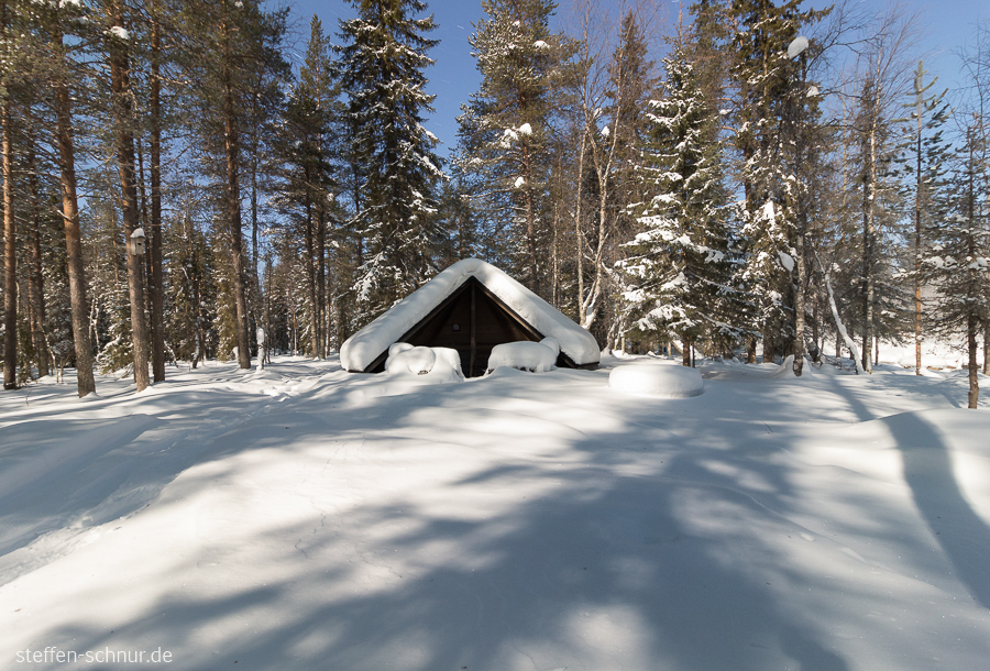 Lappland Finnland Hütte Wald Winter