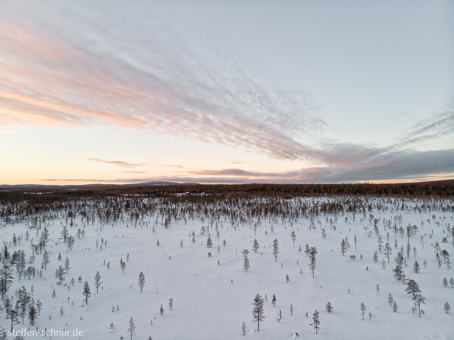 Lappland Finnland Landschaft Luftaufnahme Winter Wolken