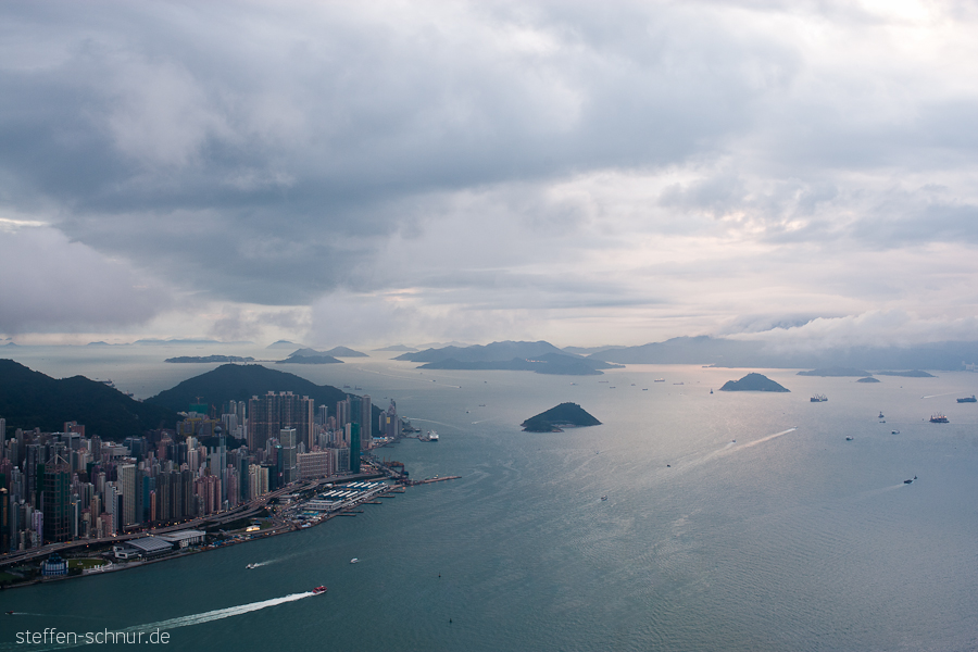 Hongkong China Inseln Meer Panorama Schiffe Wolken