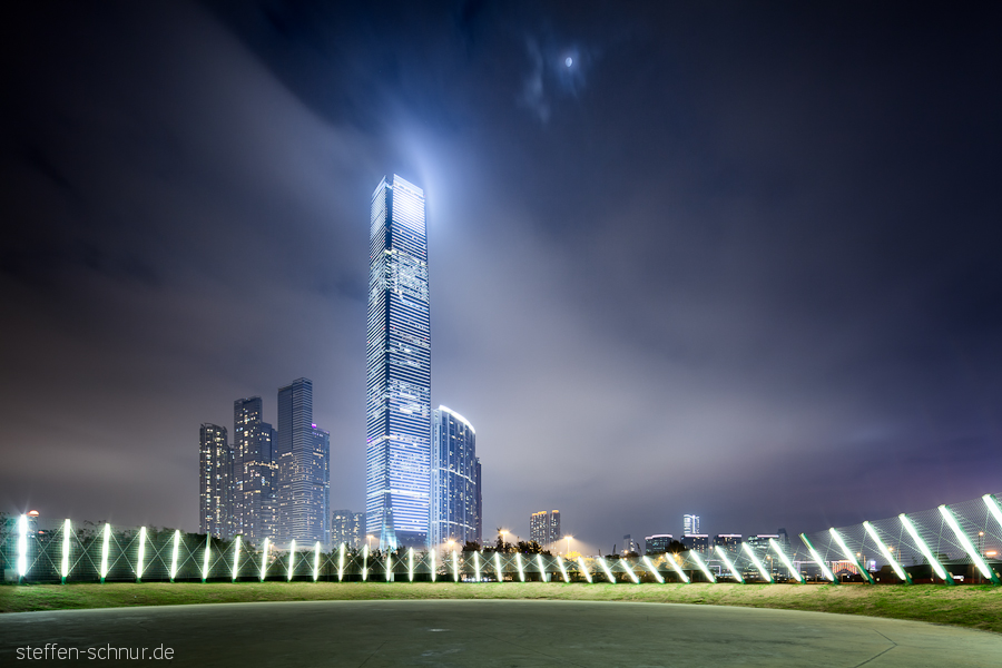 International Commerce Centre Lampen Mond Kowloon Hongkong China Lichter