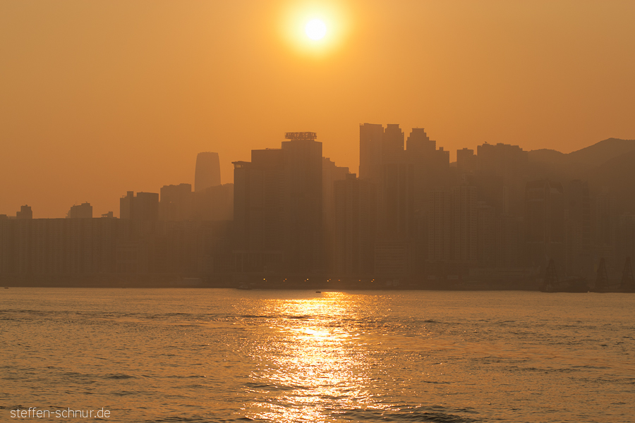 Skyline von Hongkong Sonnenaufgang