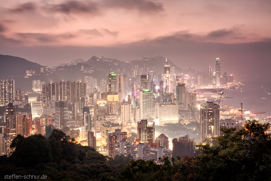 Skyline Berg Hongkong China Gebüsch Großstadt Hochhäuser