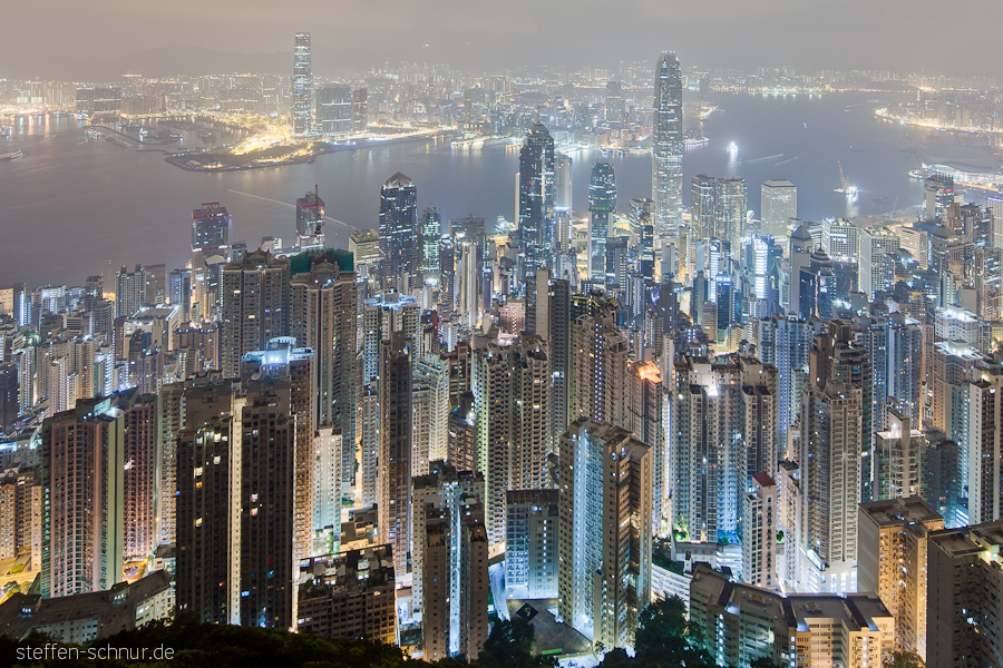 Victoria Peak Hong Kong Island Hongkong China Belichtungsfusion aus Belichtungsreihe Panorama