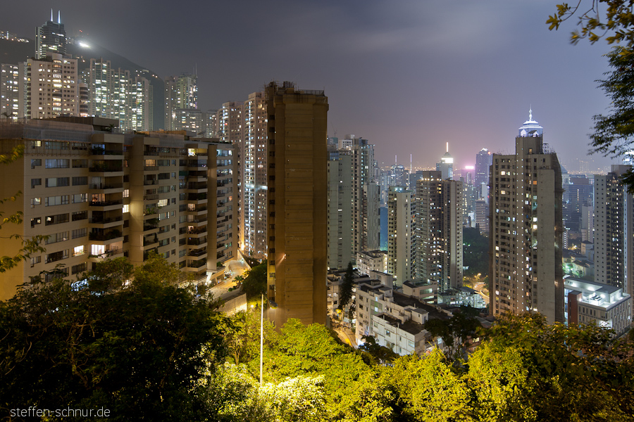 Hong Kong Island Hongkong China Natur Panorama Wohnhäuser grün